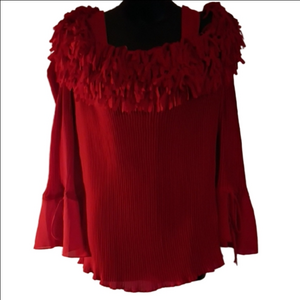 MKM Designs Y2K Red Ruffled Blouse. Size 3x. Pretty Sleeves.